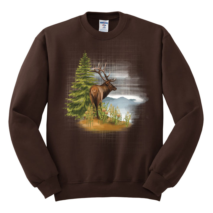 CREWNECK : BULL ELK IN THE FOREST