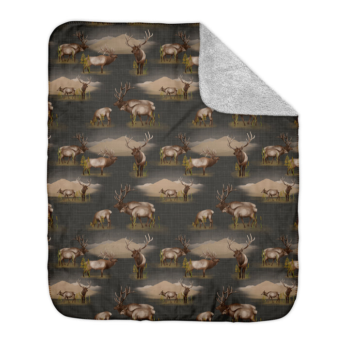 BLANKETS : ELK HERD IN A FIELD