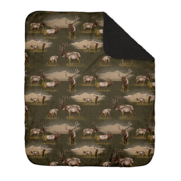 BLANKETS : ELK HERD IN A FIELD