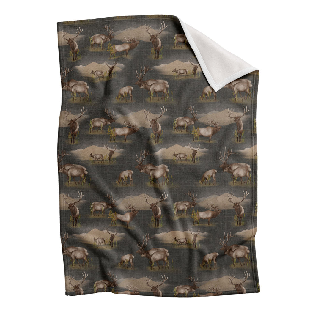 BLANKETS : ELK HERD IN A FIELD