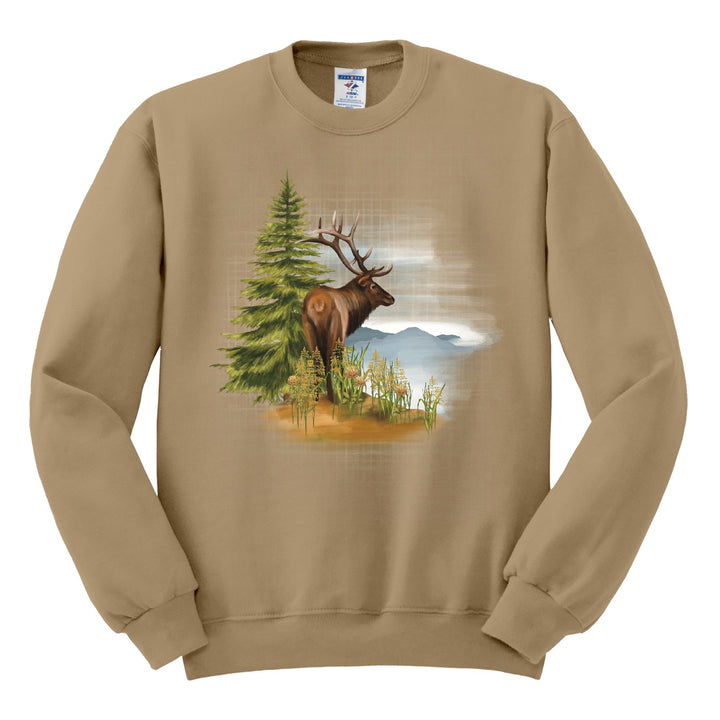 CREWNECK : BULL ELK IN THE FOREST