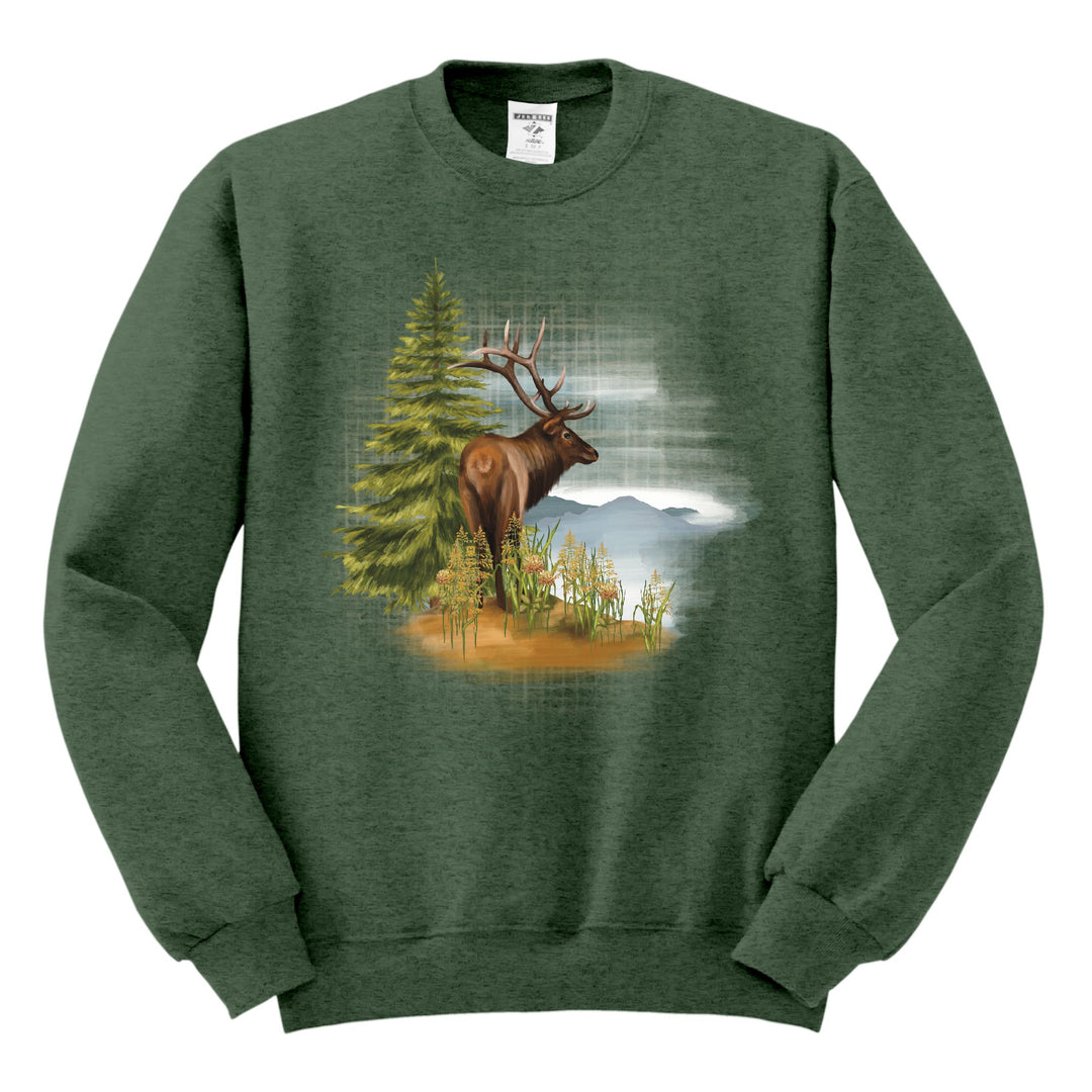 CREWNECK : BULL ELK IN THE FOREST