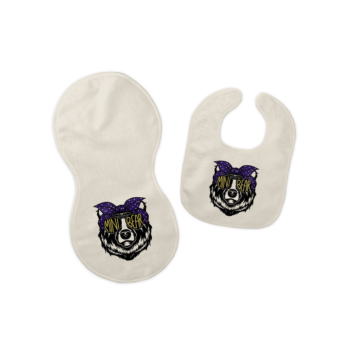 BIB & BURP CLOTH SET: MINI BEARS