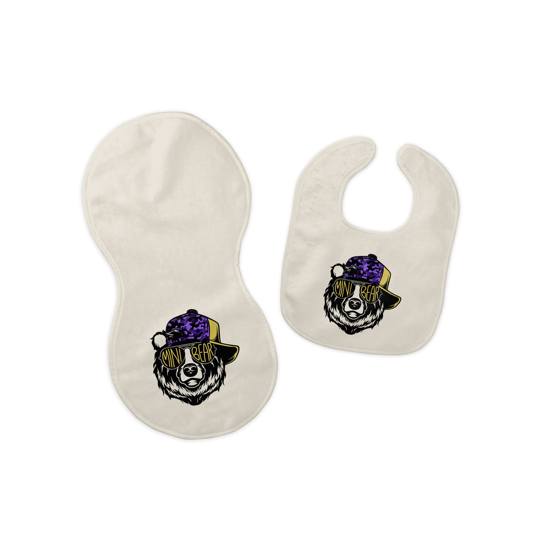 BIB & BURP CLOTH SET: MINI BEARS