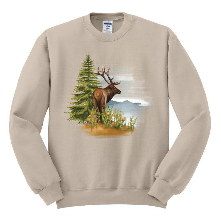 CREWNECK : BULL ELK IN THE FOREST