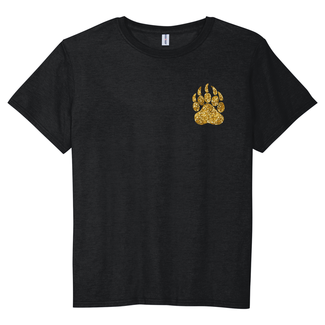 T-SHIRT : GOLD GLITTER PAW/ NR VARSITY