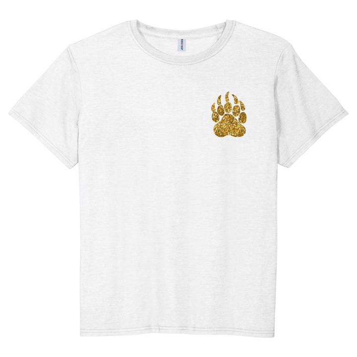 T-SHIRT : GOLD GLITTER PAW/ NR VARSITY