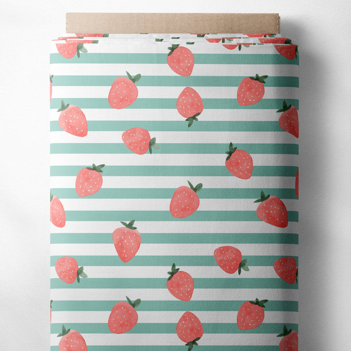 STRAWBERRIES (LIGHT TEAL STRIPES)